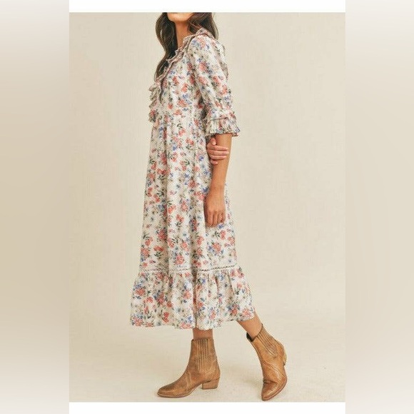 Just Me Dresses & Skirts - Just Me Floral prairie boho peasant cottagecore Hana Tier Dress small